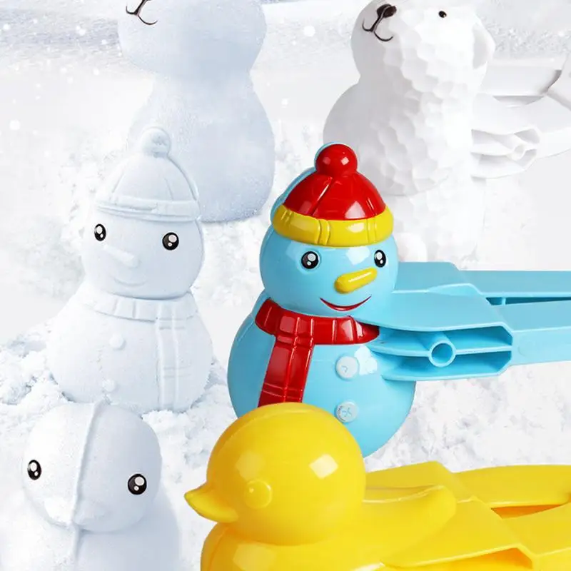 Snow Model Toys Duck Snowman Shaped Snow Ball Maker Clip Winter Snow Games for Kids Snow Ball Shape Molds Beach Sand Toys