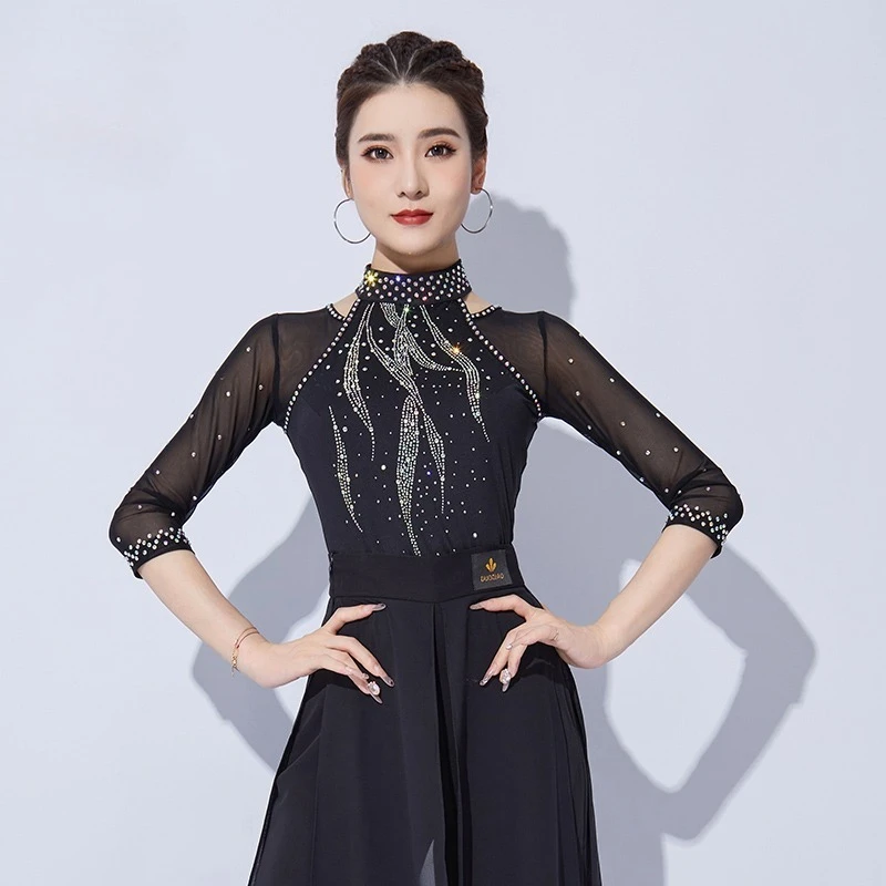 

Топ для латинских танцев по индивидуальному заказу, профессиональное платье для занятий современными танцами, одежда для продвинутых выступлений