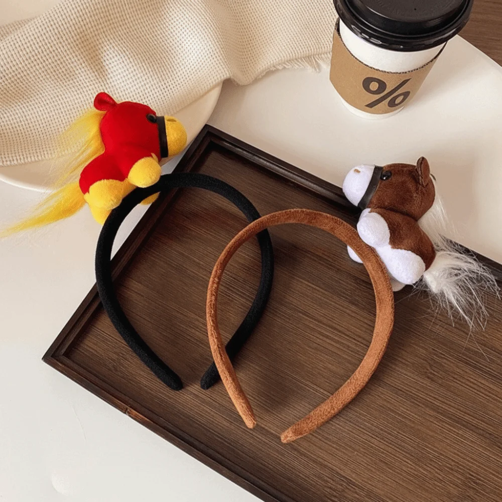 

Милый мультяшный обруч для волос лошади, красный новогодний повязка на голову пони, головной убор, головной убор на удачу, женский головной убор