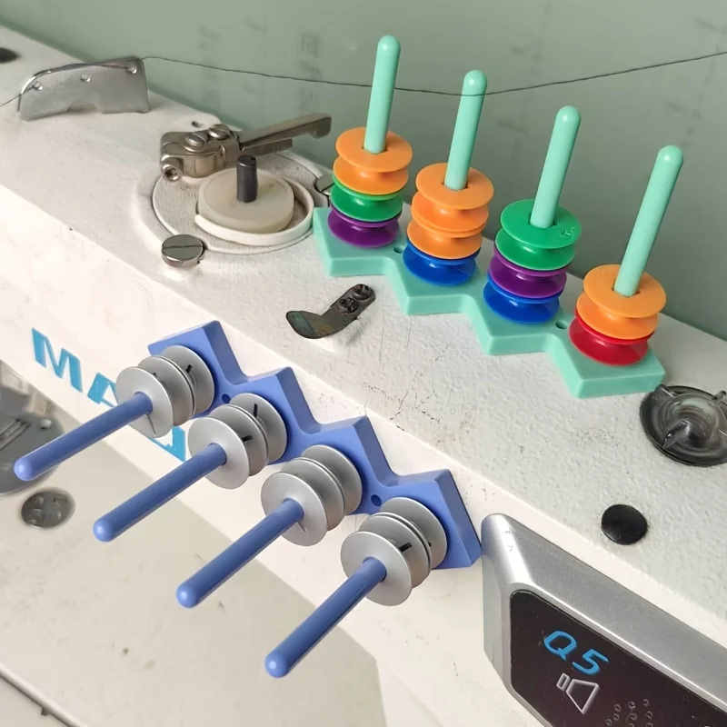 Soporte para bobina de máquina de coser con 4 postes, estante de almacenamiento de bobina de plástico y Metal con Base magnética fuerte para organizar, 1 ud.
