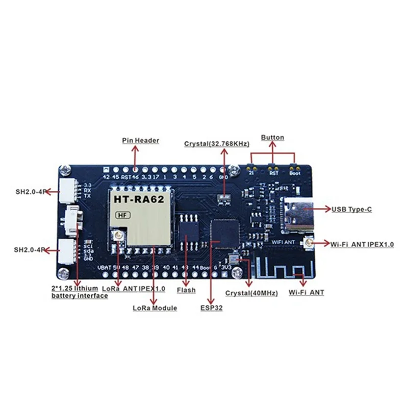 A52T E-Ink Display Lora Devboard ESP32, 2.13-Inch E-Paper Monitor With Wifi BLE For Lora Gateway Antenna 915MHZ