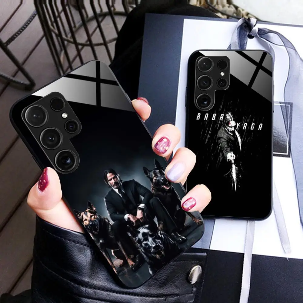 John Wick Dog Mobile Phone Case for Samsung Galaxy S25 S24 S23 S22 S21 S20 Note20 Plus FE Ultra Glass Colorful Cover Cellphones