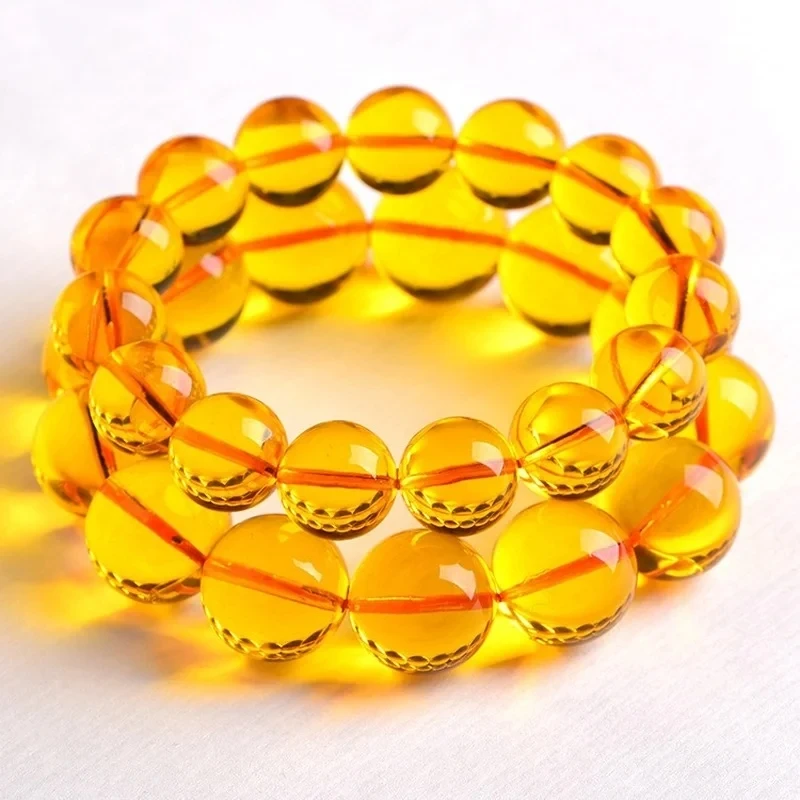 12-20mm Big Size Women Baltic Amber Round Beads for Bracelets transparent Gold Single Fashion matching Bracelet