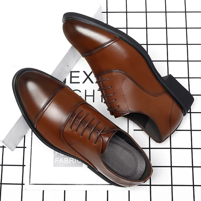 Height Increasing Shoes Men Taller Elevator 6CM Invisible Insole for Daily Men\'s Heighten Increased Wedding Oxfords Office Male