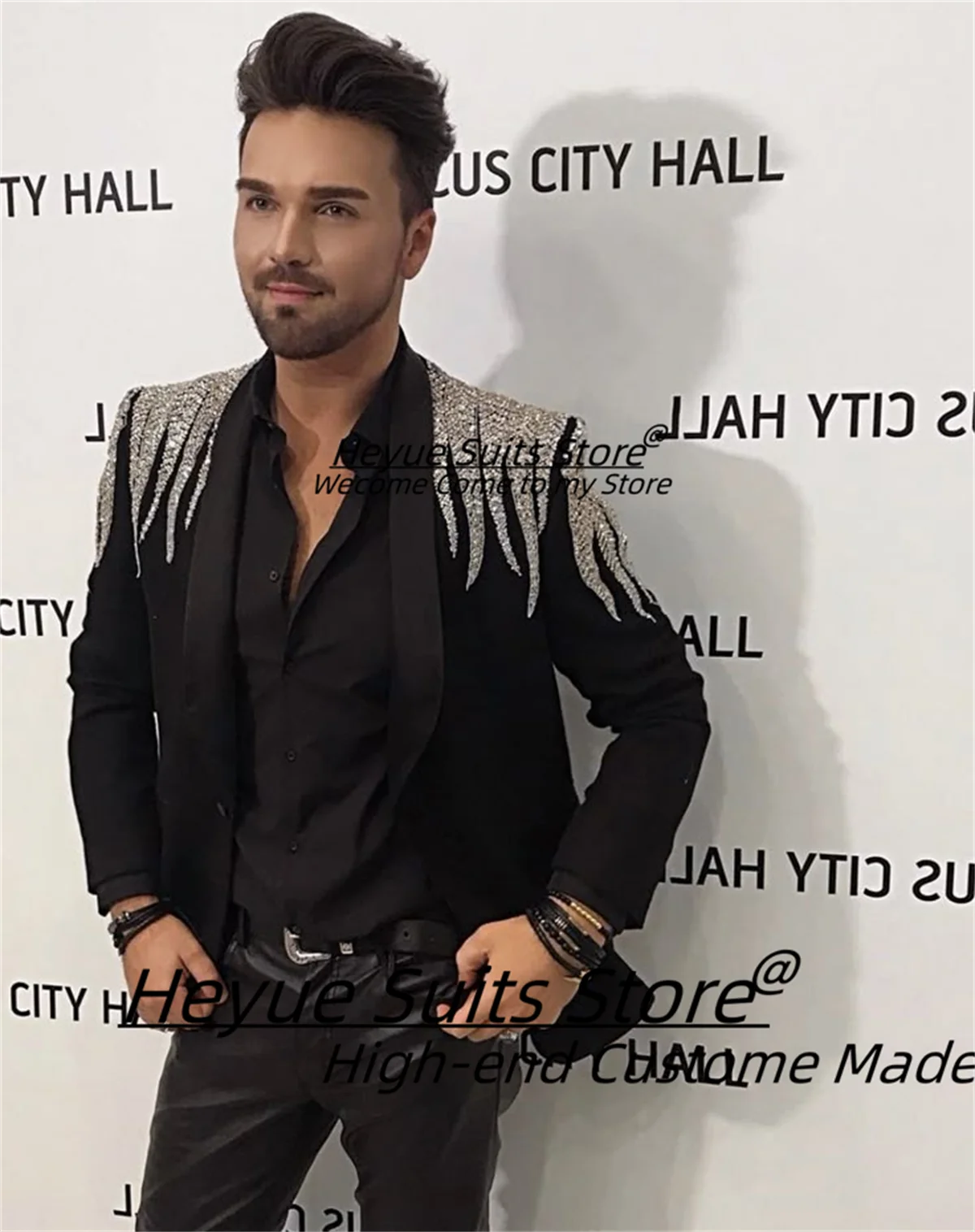 

Роскошные мужские костюмы для выпускного вечера с инкрустацией бриллиантами, тонкие свадебные смокинги с шалью и лацканами для жениха, комплекты из 2 предметов, мужские пиджаки для выпускного вечера, Ropa Hombre