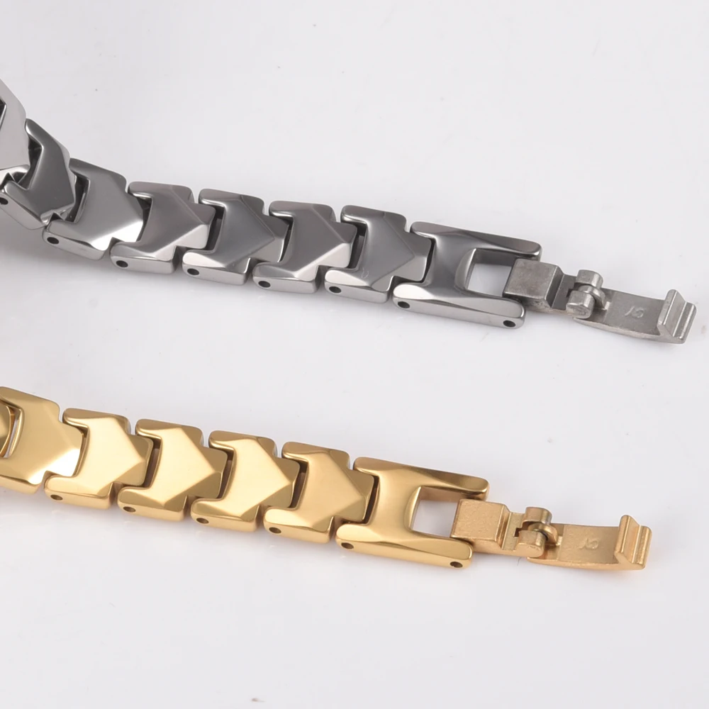 Vinterly Scratch-proof Tungsten Carbide Bracelets Arrow Magnetic Hematite Benefits Chain Link Jewelry Energy Waterproof 18cm