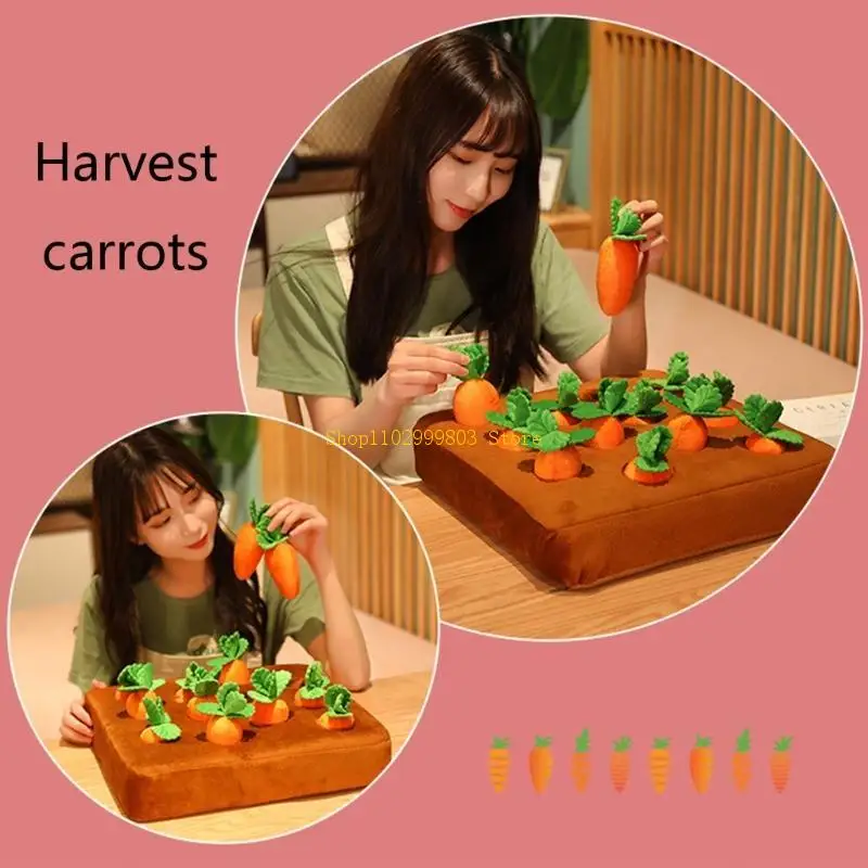 Zanahorias rellenas felpa creativas, juguete interactivo verduras suaves y realistas, juego estimulación cosecha