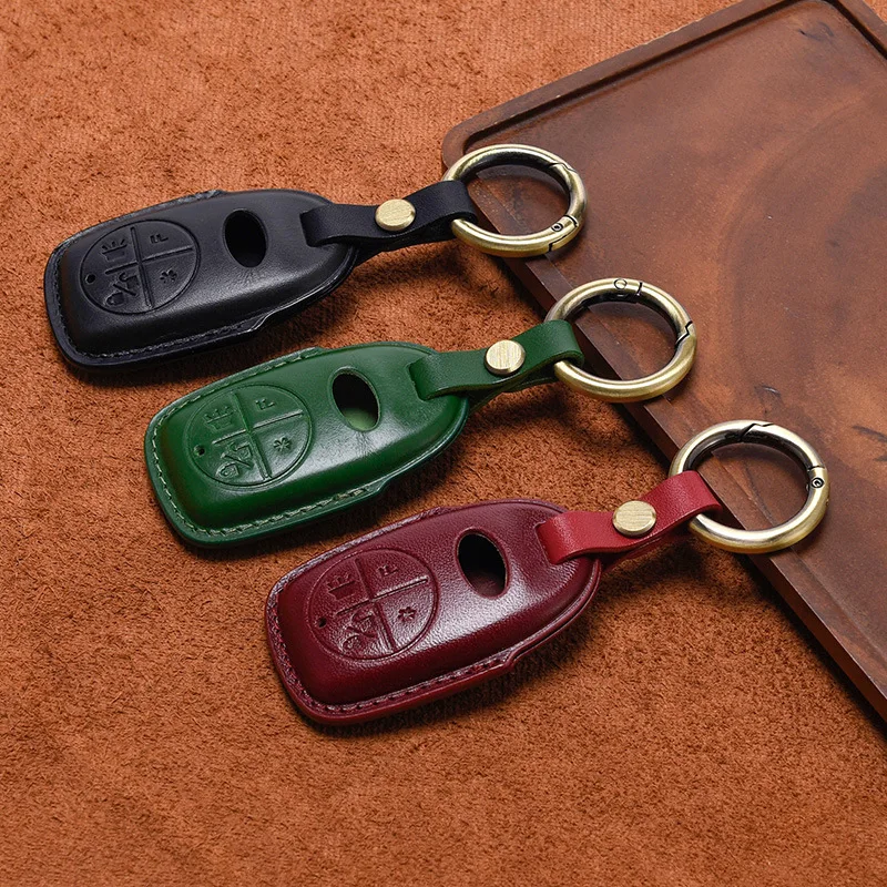 Handmade Genuine Cowhide Leather Smart Key Fob Cover Fit For Vespa GTS300 2026 Motorcycle Remote Key Case Vintage view 2