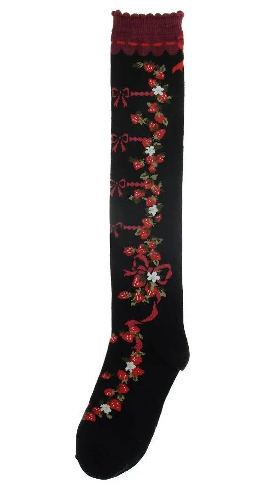 lolita tube socks lace rose streamer lolita socks with beautiful flowers female Lolita socks japanese Sweet Kawaii Girl party