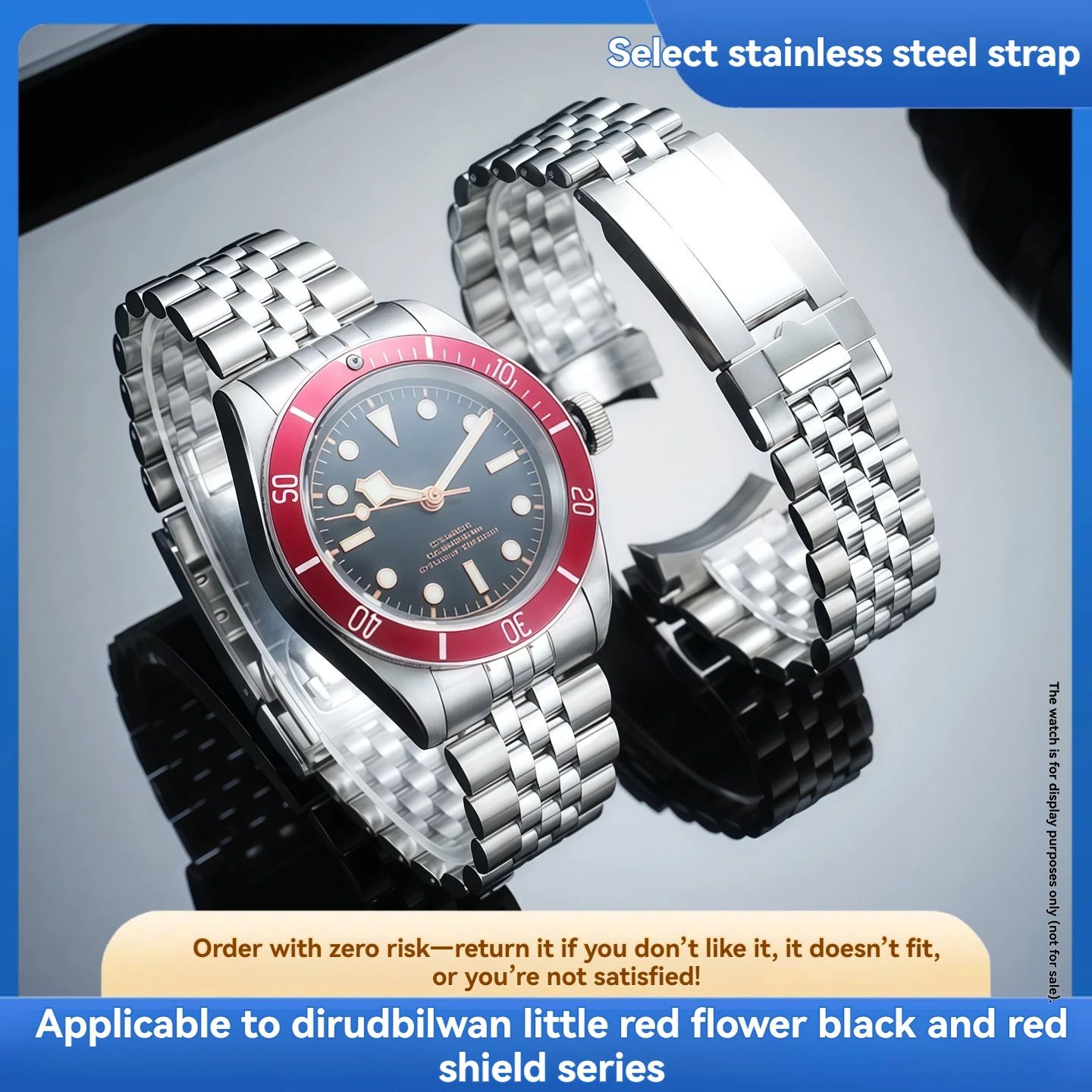 Watch Strap Fit Tudor Black Bay Red Flower Red Shield Black White Panda Coke Chronograph Steel Watch