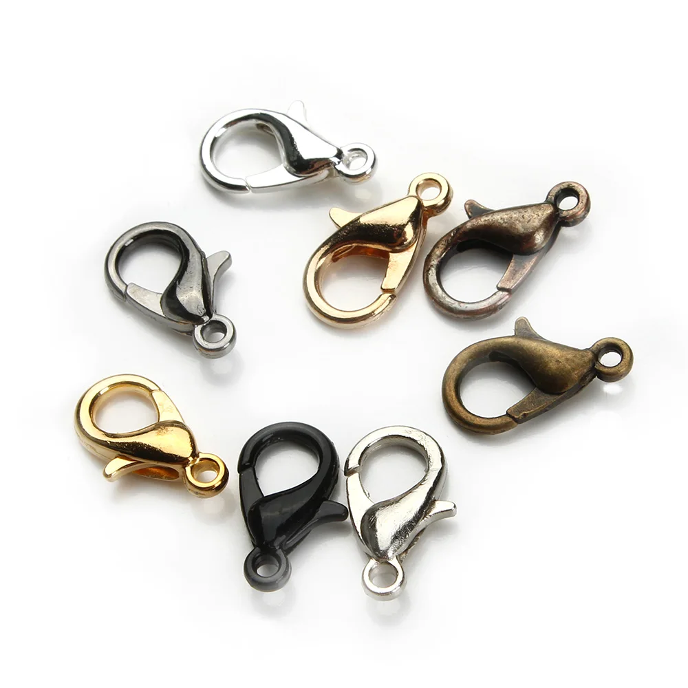 30-50pcs Lobster Clasp Hooks Plated 7 size Zinc alloy for Bracelets Necklaces making DIY Chain Closure Accessories Finding