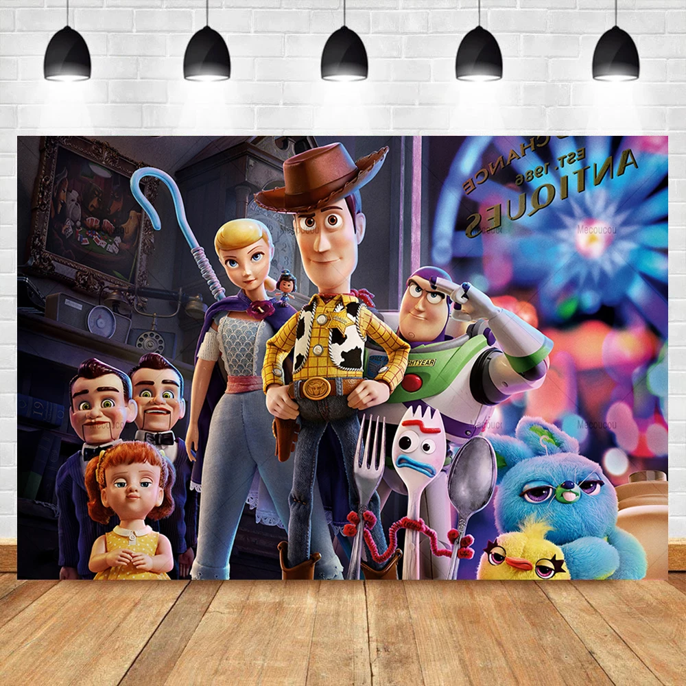 Disney Toy Story Kids Birthday Party Backdrops Bedding Room Wall Decor Poster Family Celebration Background Custom