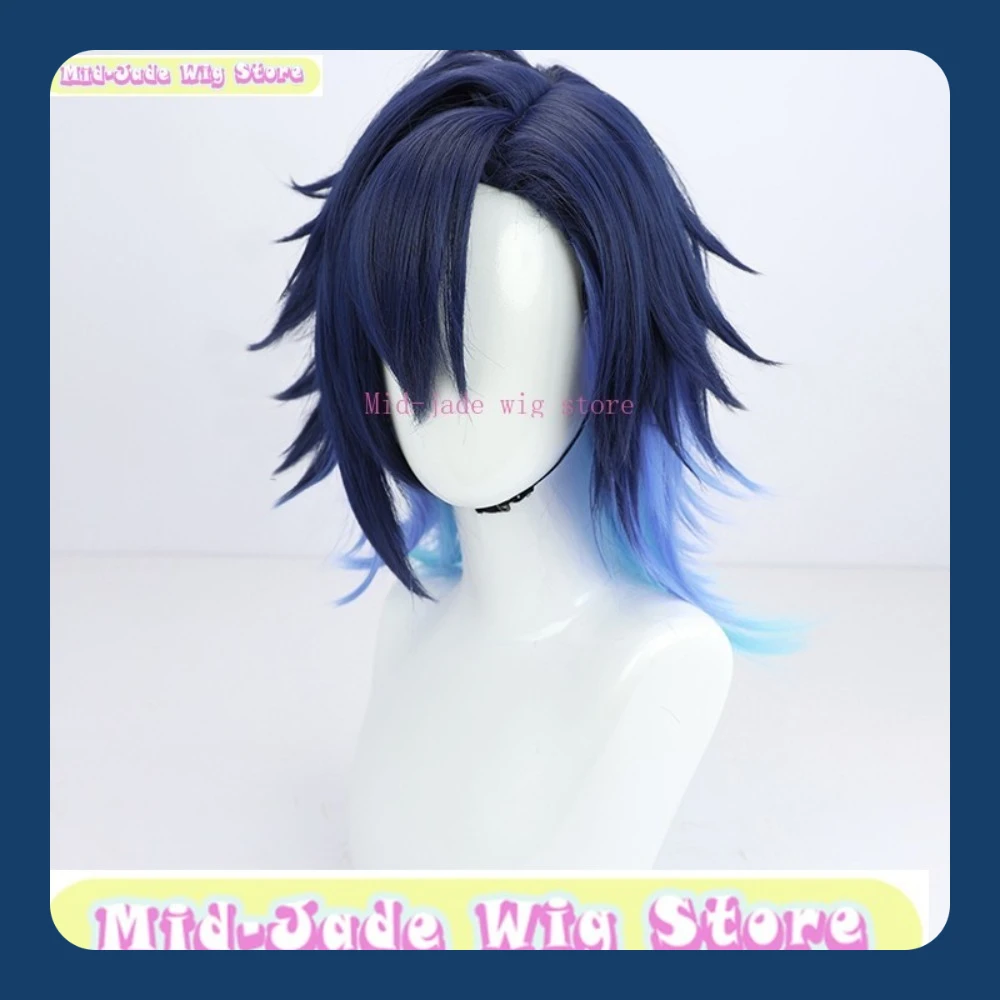 

Юго Асума, парик для косплея, аниме-игра, косплей, имитация кожи головы, трехцветный карнавальный магазин париков среднего нефрита