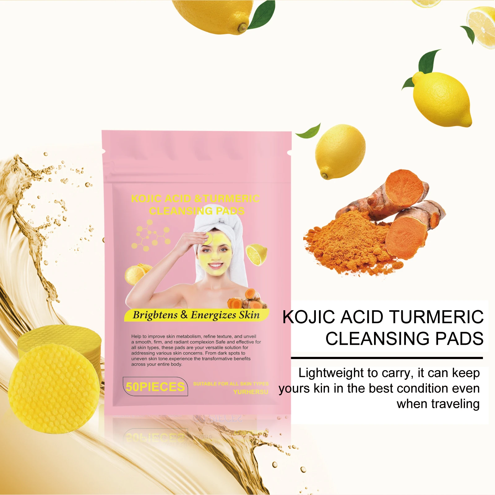 Pad Pembersih Wajah Kunyit 60p - Skincare Natur E ulasan dan harga