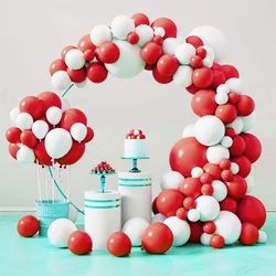 114pcs5, 10, 12 inch red and white balloon wreath arch decoration kit for graduation ceremonies, engagements, etc