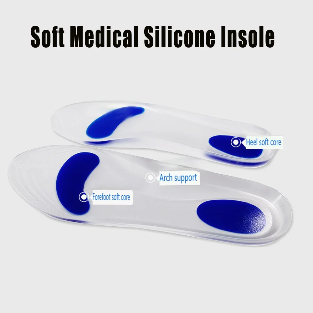 Silicon Orthopedic insoles for Shoes Women Men Flat Feet Arch Support Shoe Pad Shock Absorption Plantar Fasciitis Relief Insoles