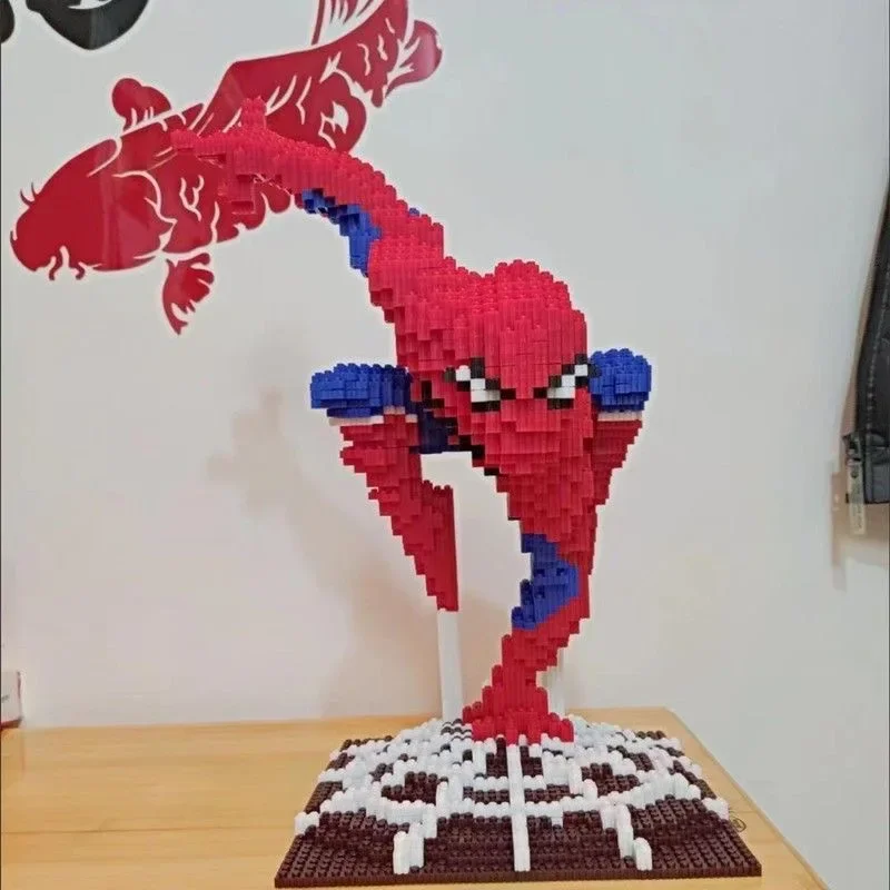 Nouveau 40 cm Spider Man super-héros épissage jouets blocs de construction enfants Puzzle jouets modèle ornements cadeaux d'anniversaire et de noël