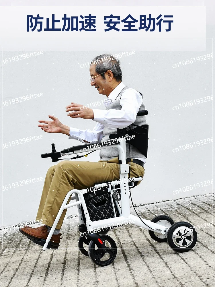 Elderly Electric Wheelchair Household High-end Walker Can Sit and Push Disabled People To Travel Four-wheel Folding Shopping