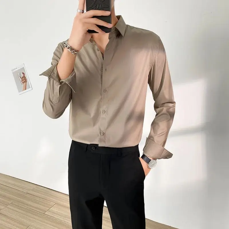

Men's Tailormade Slim Fit Casual Faion irts Cus Made Suits Double Slit Wide Sle Thi Seven Sve Youth Trend