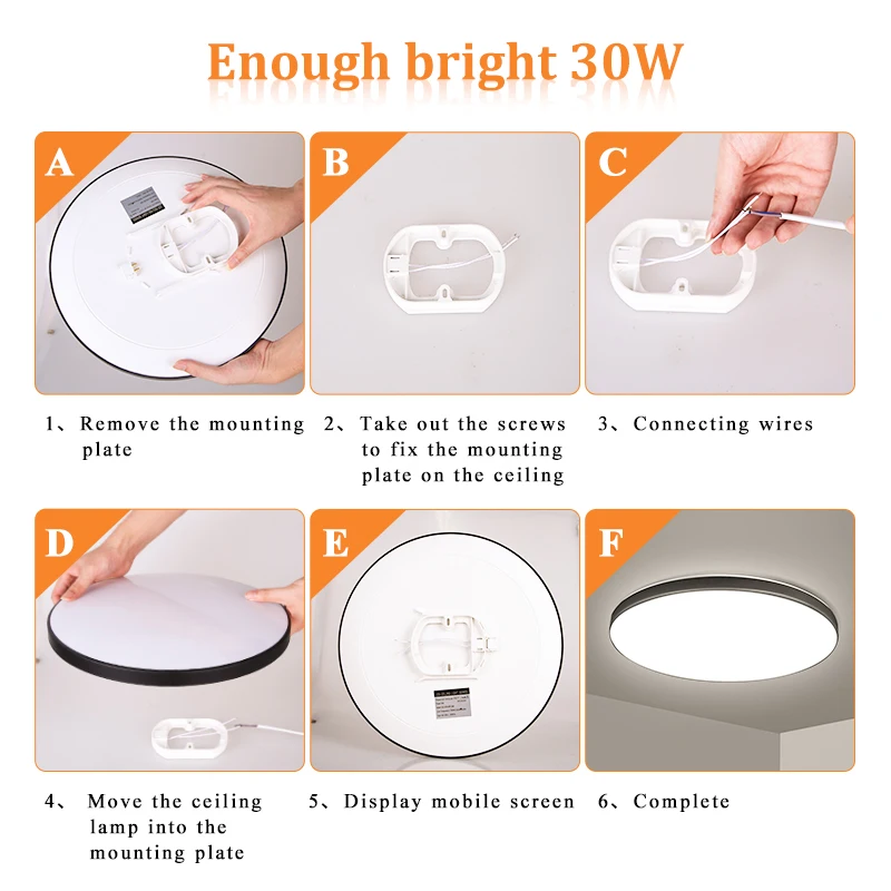 Grande lâmpada do teto LED para sala de estar, luzes modernas do quarto, lustre da cozinha, decoração do quarto interno, luminárias, 220V