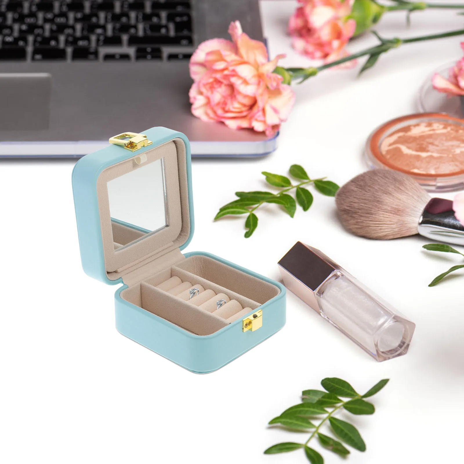 

Portable Jewelry Box Chic Organizer Display Storage Case Unique Orangizer Double