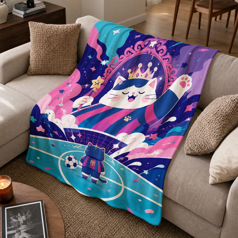 Cute Cat Lover Throw Blanket for Sofa Couch Decor Sports Fan Novelty Gift Football Blanket Pet Home Warming Decor Throw