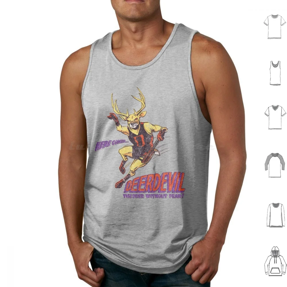 Deerdevil-Retro Tank Tops Vest Sleeveless Superhero Superheroes Comic Comics Comic Books Silverage Comics Framed Funny