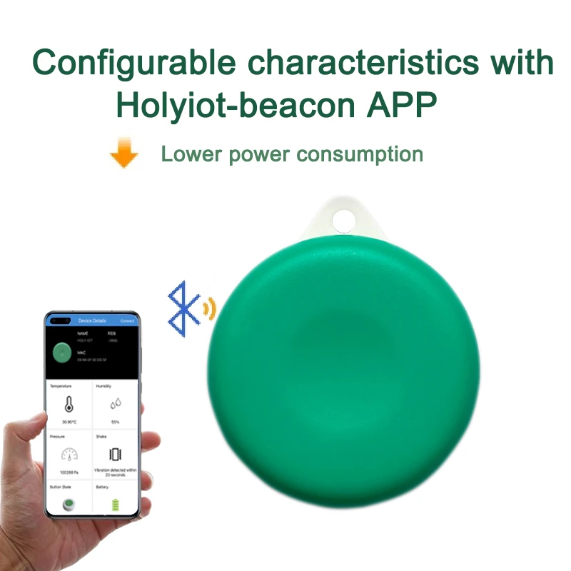 Holyiot BLE 5.0 Beacon Tag With Accelerometer Low Power Consumption Bluetooth Beacon Eddystone lbeacon Indoor Location Sensor