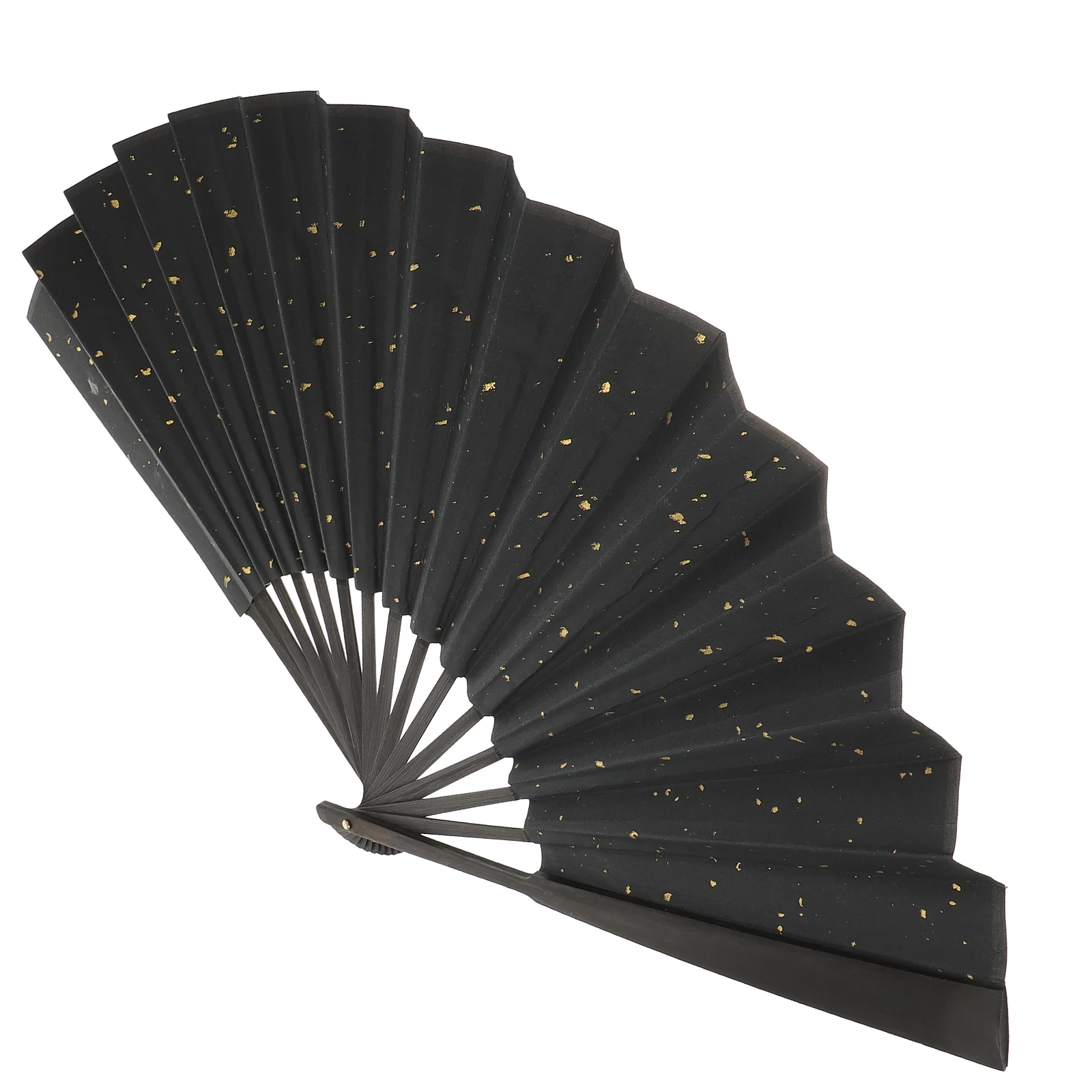 

Gold-sprayed Rice Paper Folding Fans Black Chinese Handheld Fans for Wedding Photography Props Strong Fan Bone Design