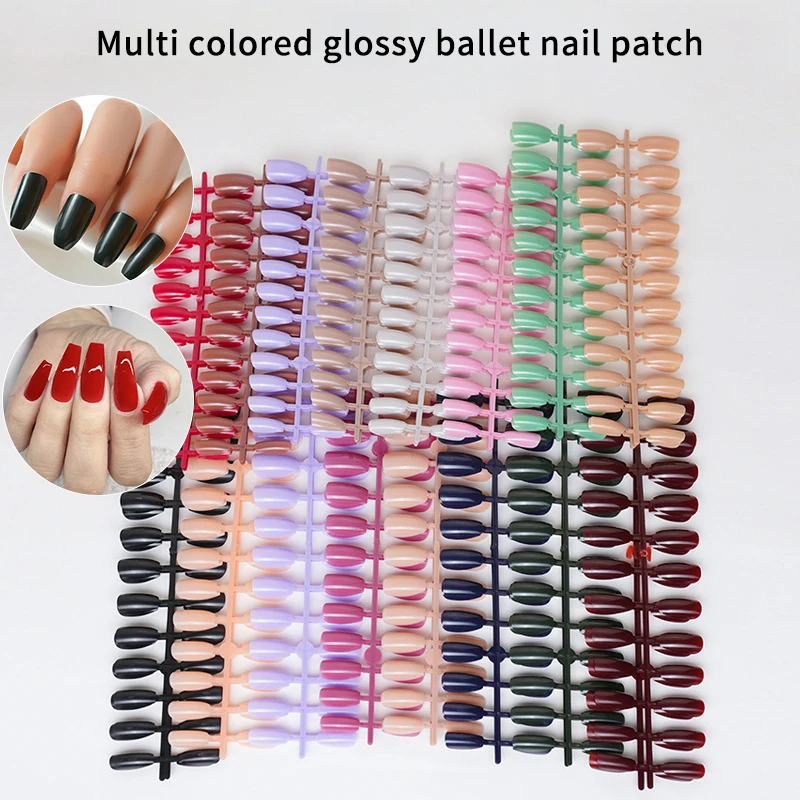 24pcs Solid Color Press On Fake Nails Tips Without Glue Women Design False Nails Manicure DIY Nail Supplies