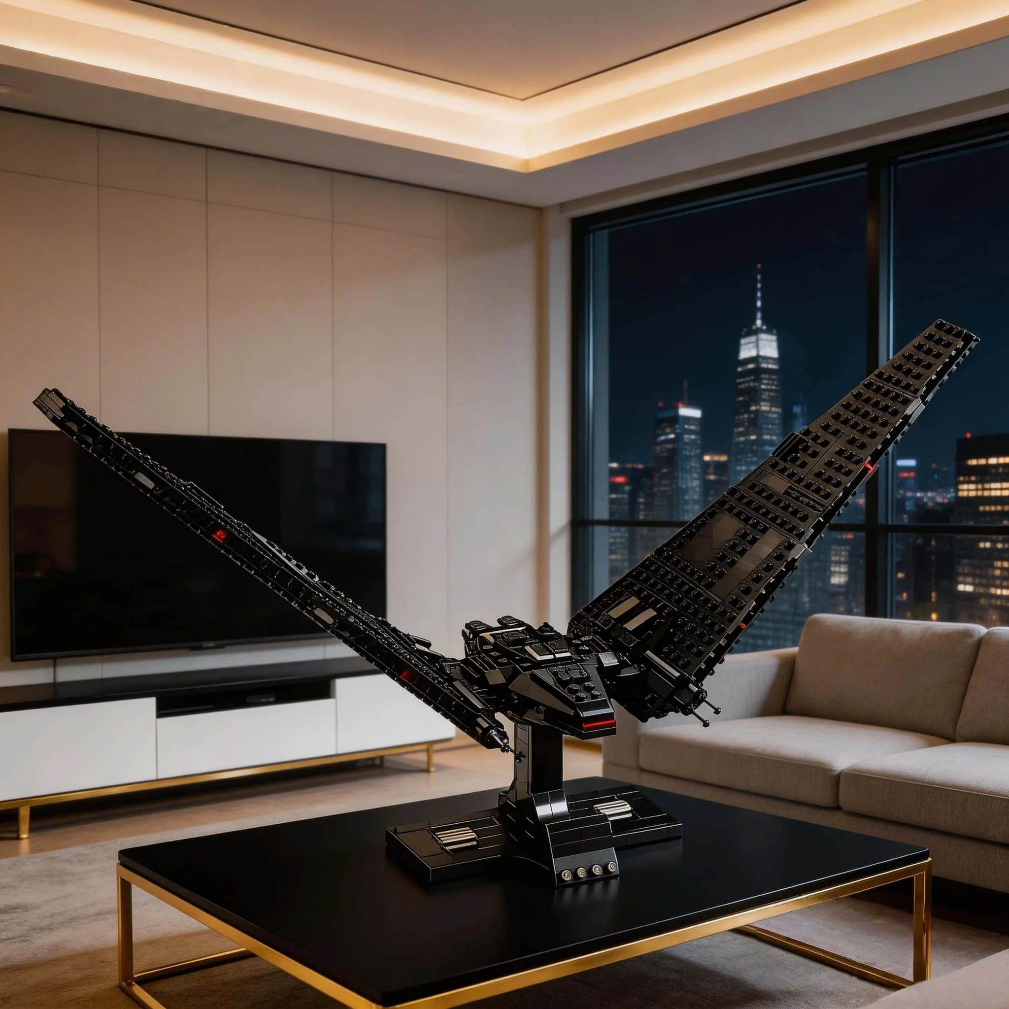 

2026 new home decoration space war command black modular assembled space shuttle model building blocks 386pcs bricks adult holid