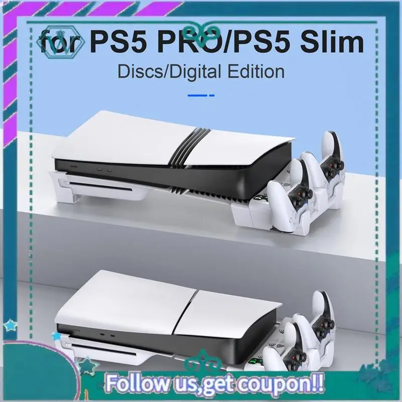 

Upgraded For PS5 Slim/PS5 Pro Station With 3-Level Cooling Fans Dock Stand, PS5 Accessories Controller Charging Station Holder