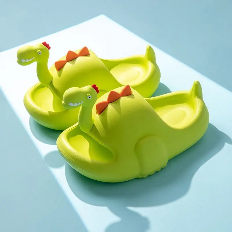 Summer Cute Cartoon Dinosaur Slippers Kids Flip Flops Cosy Antiskid Slides Teenager Mule Boys Girls Sandals Children Home Shoes