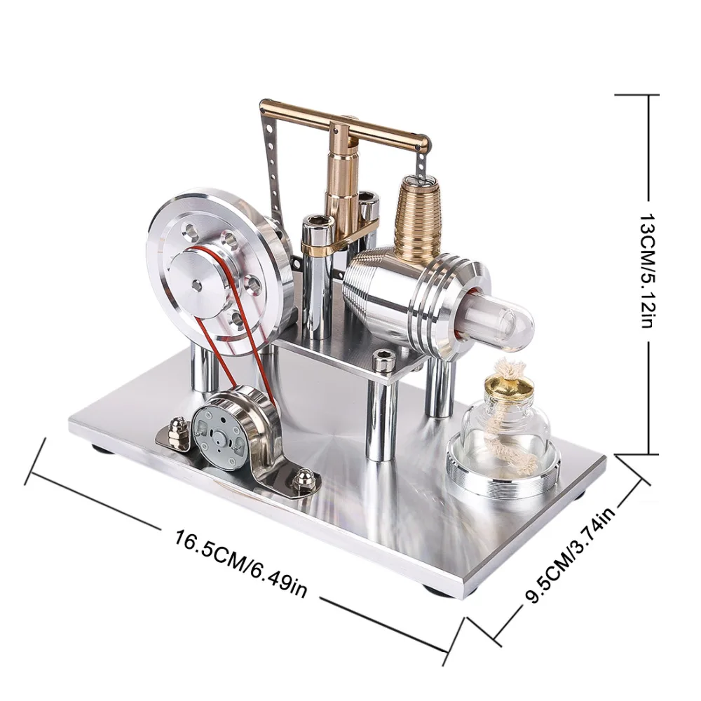 Balance Stirling Engine Model kit with Generator - Educational DIY Heat Enginel, Brass, Quartz Glass, Power Generation