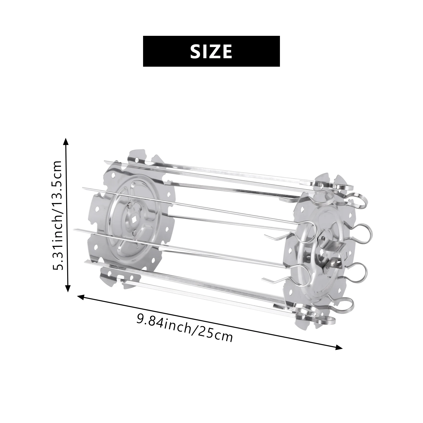Aço Metal Roaster para churrasco, Espetos Rotisserie, Gaiola de agulha, Forno Kebab Maker, Haste giratória média, 10 Fork