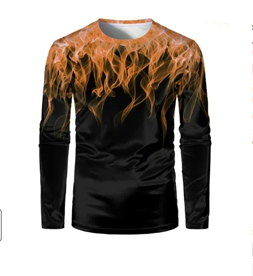 Men Dirt Bike Motocross Jersey Long Sleeve Breathable Quick Dry Mountain Bike Racing Top With Smoke Flame Graphic