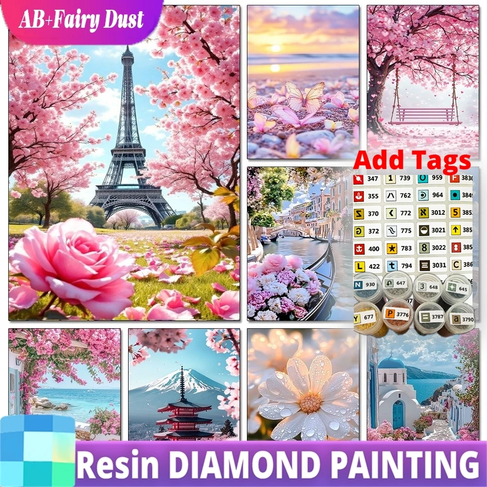 

Алмазная мозаика 5D DIY: Европейская архитектура и природный пейзаж, набор для алмазной вышивки с эффектом AB-блеска, полная алмазная мозаика