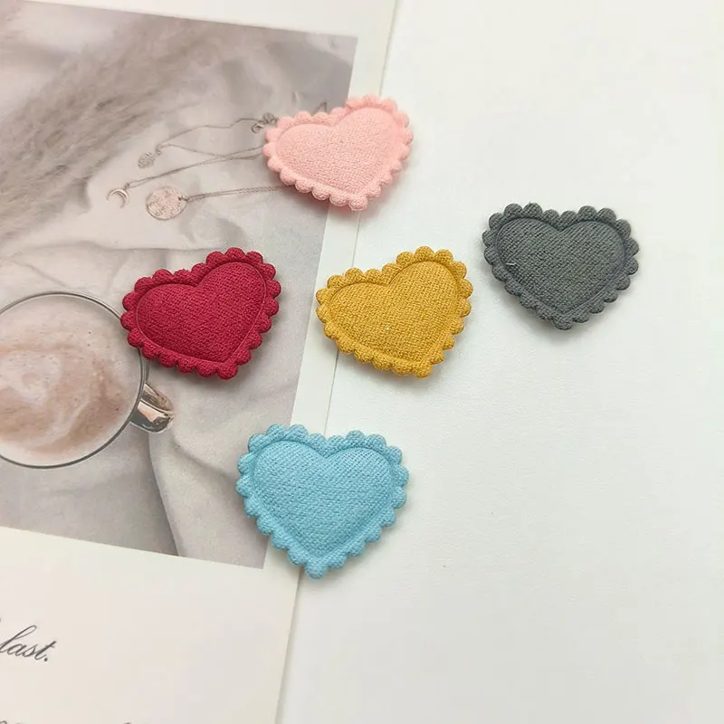 50 Stück gepolsterte Herz-Applikationen für DIY-Haarspangen, Zubehör, Materialien, Kleidung, Spielzeug, Dekoration, Aufnäher – Detail 3