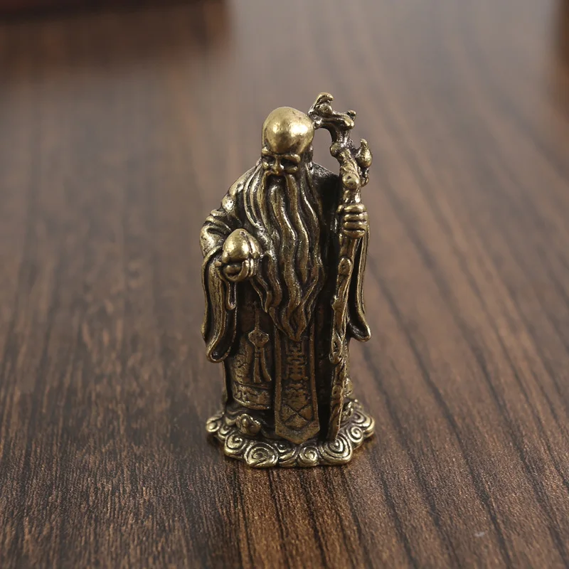 1Pc Brass Small Ornaments Distressed Desktop Shouxinglao Tuo Peach Small Copper Ware Hand Pieces Pure Copper Crafts Collection