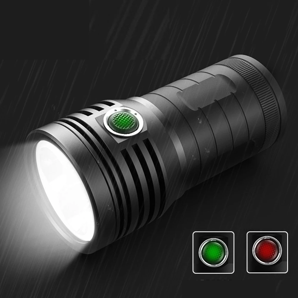 Powerful Outdoor Tactical LED Flashlight Super Bright 3 Modes Emergency Spotlight 18650 built-in battery Chargeable Torch