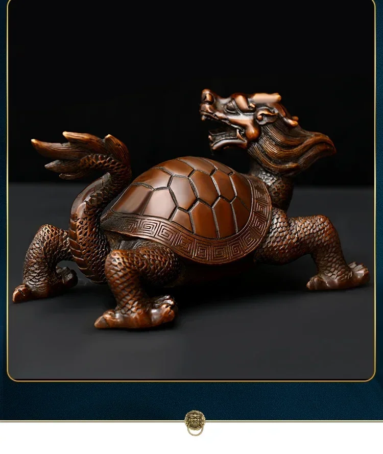 Copper Animal Dragon Turtle Ornament Blessed Looking Back Head Turtle Home Decor