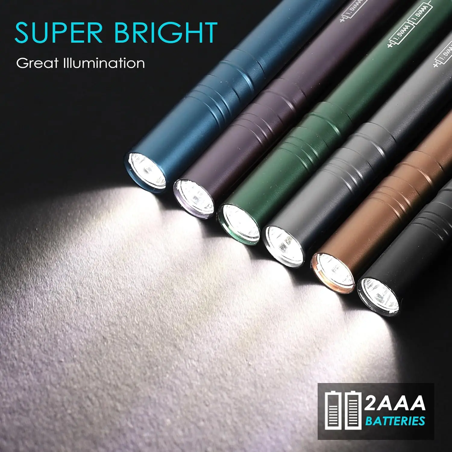 24 عبوة من مصابيح LED من الألومنيوم مع بطاريات، ومصباح جيب للفحص والتخييم وحالات الطوارئ