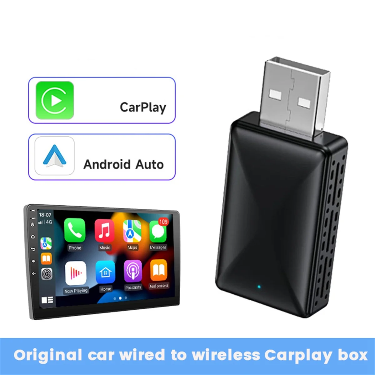 2 in 1 Wired to Wireless CarPlay Adapter Android Auto TV Box Adapter Mirrorlink Bluetooth 5.0 for Cars