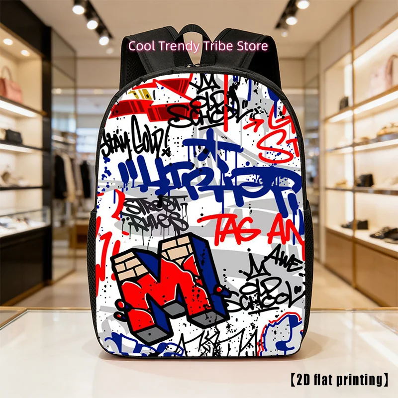 Letter Graffiti, Lightweight, Large-capacity Unisex Backpack with Adjustable Shoulder Straps, Side Pockets, Suitable for Casual