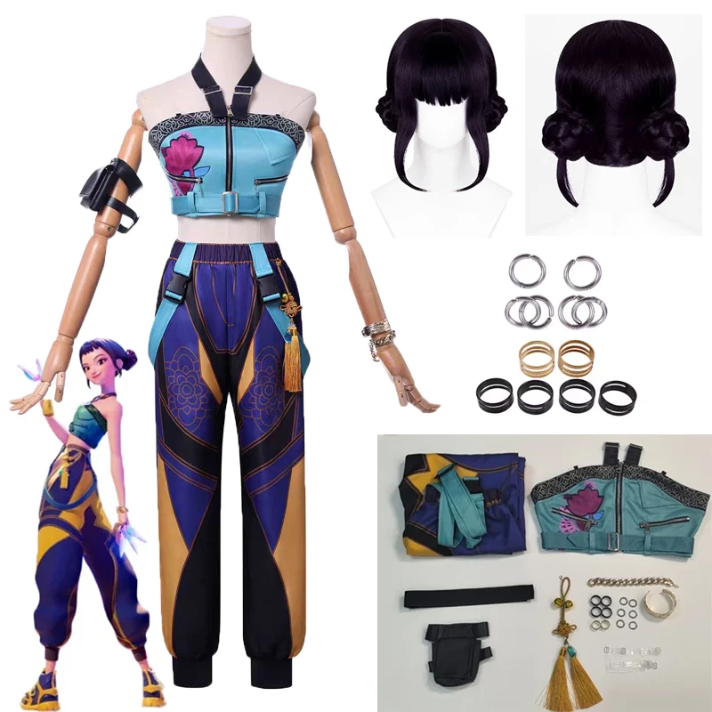 Em estoque anime kpop demônio cos caçadores superstar zoe cosplay traje zoey peruca anel conjunto completo feminino festa de halloween roleplay