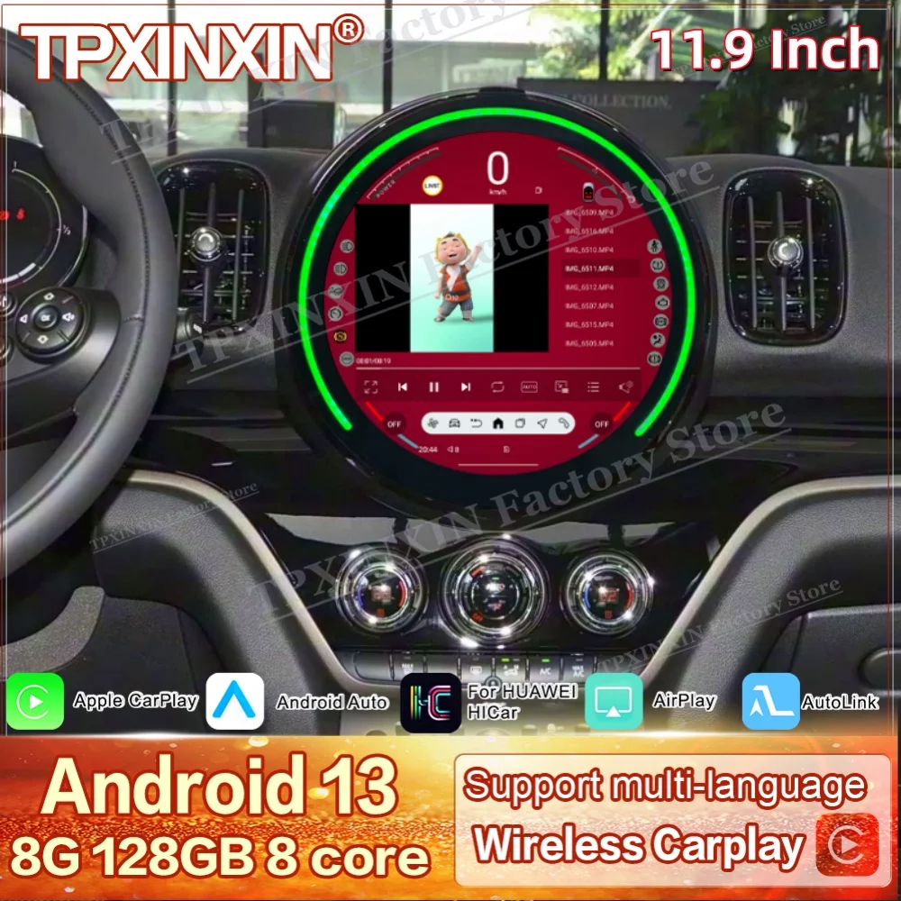 Car Android Stereo Radio HD Touch Screen GPS Navigation Wireless Android Auto Carplay For MINI F60 2017~2026 Player Head Unit