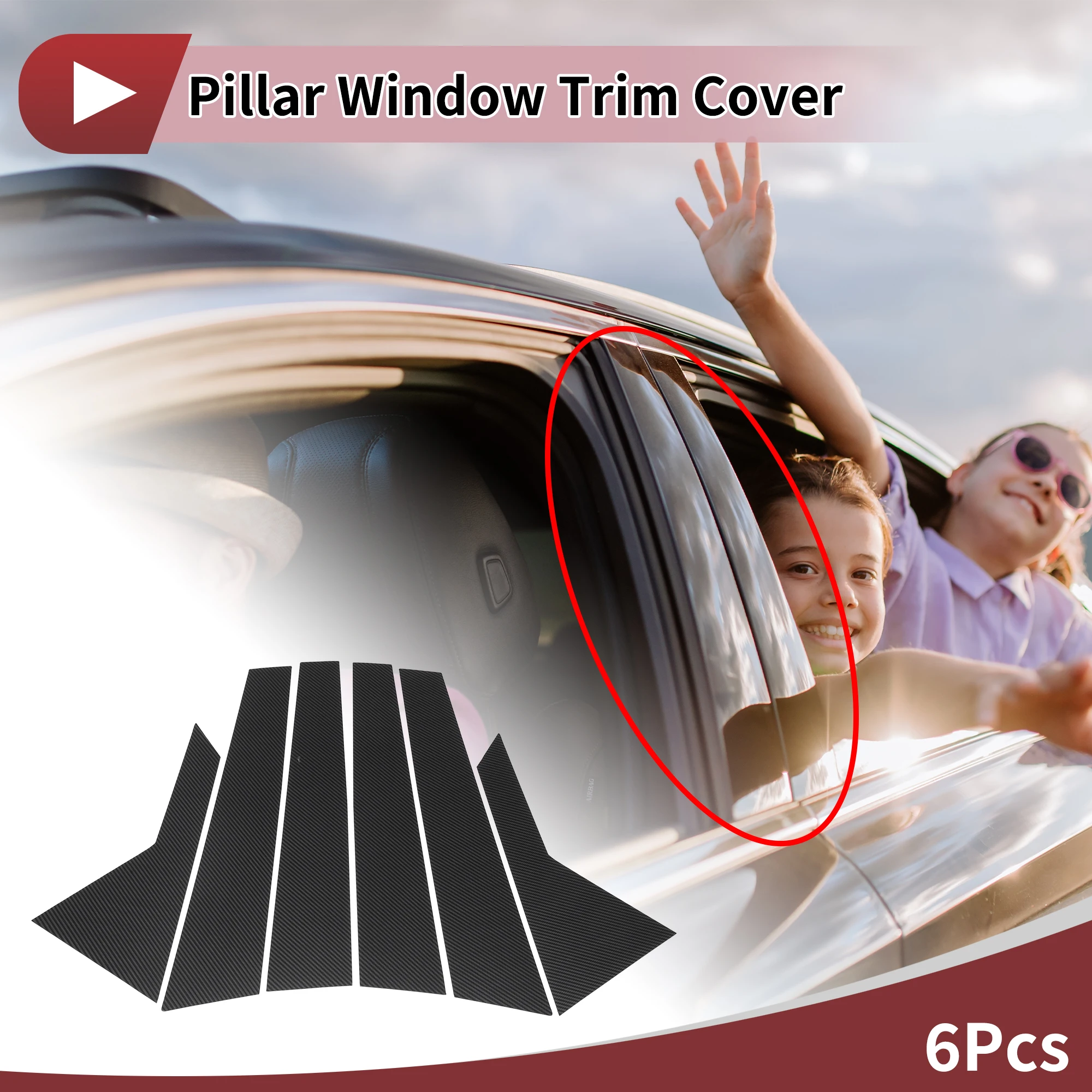 

Накладка на дверную стойку UXCELL для Hyundai Grandeur/Azera 2012-2017, черное углеродное волокно