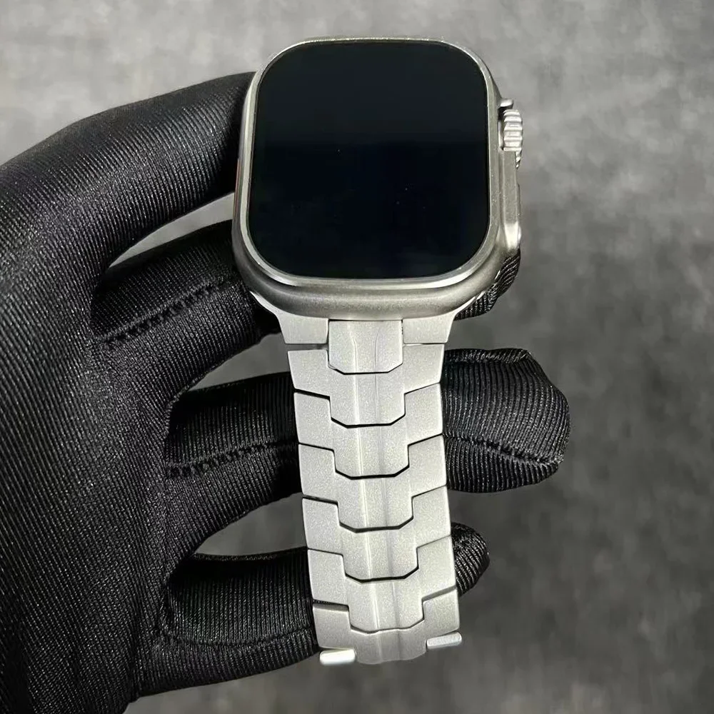 Ремешок титановый для Apple Watch Band 49 мм 45 мм 44 мм 42 мм, роскошный металлический браслет из нержавеющей стали для IWatch Ultra 9 8 7 6 5 4