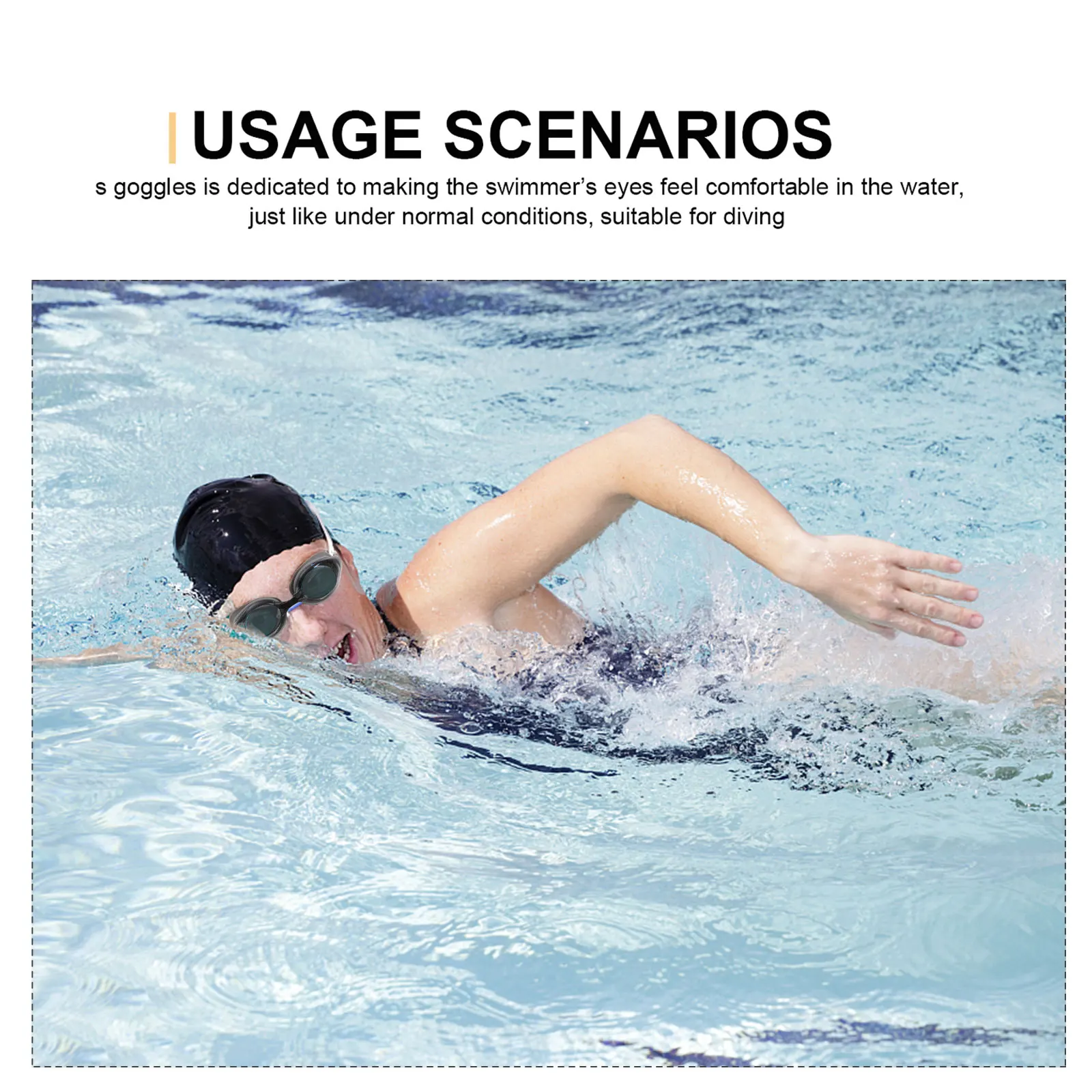 

Anti-Fog Adjustable Swimming Goggles Grey Adults Soft Nose Piece No Mark on Face Adjustable Swimming Goggles