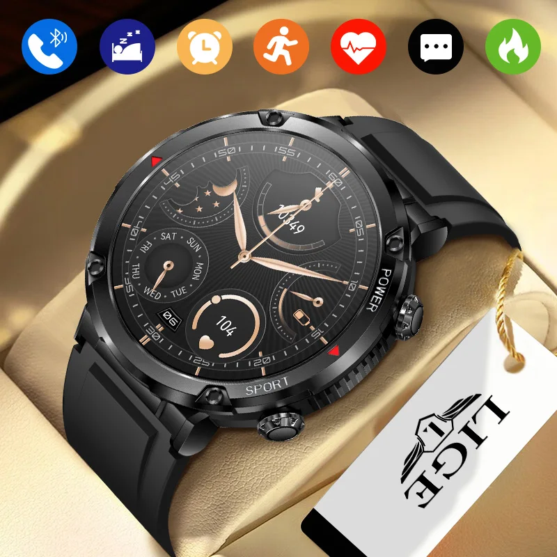 

LIGE 2025 Смарт-часы для мужчин 1,6-дюймовый сенсорный браслет Фитнес-трекер Спортивные часы Bluetooth Вызов Смарт-часы Мужские умные часы